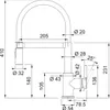 A technical drawing of a faucet with dimensions and angles indicated. Anteprima dell’immagine prodotto