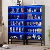 A display cabinet filled with various collectible figures and toys, illuminated by blue LED lights. Náhľad obrázku produktu