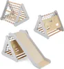 A collage of three images showing different configurations and features of a wooden climbing triangle for children. Anteprima dell’immagine prodotto