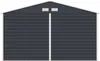 A front view of a dark gray metal shed with double doors and two small vents at the top. Náhľad obrázku produktu