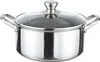 A stainless steel pot with a glass lid is shown against a white background. Produktbild-Vorschau