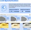 Diagram explaining the light memory function, brightness adjustment, and light color adjustment of a mirror. Produktbild-Vorschau