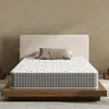 A mattress on a bed frame with a headboard and a pillow. Produktbild-Vorschau