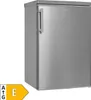 A silver refrigerator with a handle is shown against a white background. An energy efficiency label is in the lower left corner. Produktbild-Vorschau