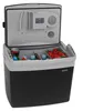 An open portable cooler with food and drinks inside. Podgląd zdjęcia produktu