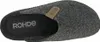 A top-down view of a grey felt slipper with a brown leather accent. Produktbild-Vorschau