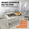 A commercial kitchen sink with various features highlighted by text overlays. Náhled obrázku produktu
