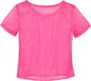 A neon pink mesh t-shirt is laid flat against a white background. Produktbild-Vorschau