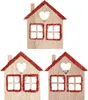Streudeko Weihnachten Mini-Häuschen Holz Rot Glitter Produktbild-Vorschau 1