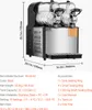 A commercial slush machine with dimensions and specifications displayed. Produktbild-Vorschau