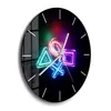 DEQORI Glasuhr Ø30 cm Modern 'Neon Gaming Symbole' Wanduhr Produktbild-Vorschau 2