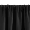 A close-up view of black curtains hanging from a rod. Náhled obrázku produktu