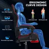 A gaming chair with anatomical diagrams and feature callouts. Náhled obrázku produktu