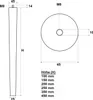 Technical drawings of a furniture leg with dimensions and available heights. Produktbild-Vorschau