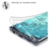 A clear phone case with a water bubble design is shown partially covering a smartphone. Produktbild-Vorschau