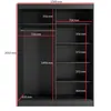 Kleiderschrank zum Schlafzimmer für Kleidung mit Spiegel, Höhe: 200cm, Breite: 150 cm, Schwarz Produktbild-Vorschau
