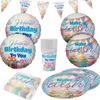 Happy Birthday Pastell – Partyset 41-tlg. mit Tellern, Produktbild-Vorschau 1