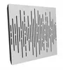A white acoustic wall panel with a pattern of vertical slots, shown at an angle against a white background. Produktbild-Vorschau