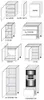 A collage of different kitchen cabinet modules with labels. Produktbild-Vorschau