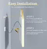 Illustration showing the steps for installing a wall-mounted LED mirror. Náhled obrázku produktu