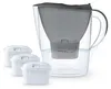 A water filter pitcher and three replacement filters are shown against a white background. Produktbild-Vorschau