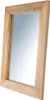 A rectangular mirror with a wooden frame, presented against a white background. Produktbild-Vorschau