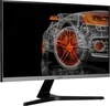 A computer monitor displaying a wireframe rendering of a car with orange accents. Produktbild-Vorschau