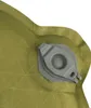 A close-up view of the valve and patterned fabric of a self-inflating sleeping mat. Produktbild-Vorschau