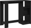 A black bar table with shelves on the right side, shown against a white background. Náhled obrázku produktu