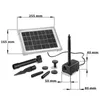 A solar-powered fountain set with a solar panel, pump, and various accessories, with dimensions indicated by measurement lines and text. Náhľad obrázku produktu