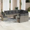 Möbel 11-tlg. Garten-Sofagarnitur mit Kissen Grau Poly Produktbild-Vorschau 1