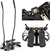 A collage of images showing a stepper fitness machine from different angles, including a close-up of the digital display and handlebars. Voir les images du produit