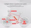 Diagram of an electric bicycle with its components highlighted and labeled. Produktbild-Vorschau