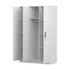 A white wardrobe with pink handles, shown with its doors open. Voir les images du produit