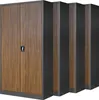 A row of metal filing cabinets with wood-effect doors. Produktbild-Vorschau