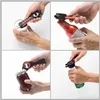 A collage of four images showing a multi-functional can and bottle opener being used to open different types of containers. Produktbild-Vorschau