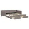 vidaXL Rozkládací postel se zásuvkami Taupe 90x200 cm Látka Náhled obrázku produktu 2