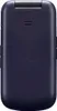 The back of a dark blue flip phone. Produktbild-Vorschau