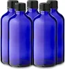 5x Blaue Glasflasche 100 ml mit schwarzem Produktbild-Vorschau 1