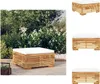 vidaXL Gartenhocker mit Creme Kissen Massivholz Teak -  Produktbild-Vorschau 1
