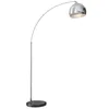 A silver arc floor lamp with a marble base against a white background. Produktbild-Vorschau