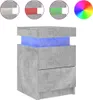 vidaXL Nachttisch mit LED-Leuchten Betongrau 35x39x55 cm Produktbild-Vorschau 2