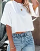 Kurzes Damen-T-Shirt in Unifarbe mit überschnittenen Produktbild-Vorschau 2