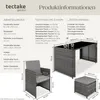 Product information and dimensions for a rattan garden furniture set. Náhled obrázku produktu