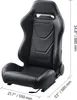 A black racing seat with red stitching, shown from a slightly angled front view, with dimensions indicated by measurement lines and text. Produktbild-Vorschau
