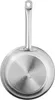 The underside of a stainless steel frying pan is shown against a white background. Produktbild-Vorschau