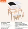 A sensory table with stools and accessories, with dimensions and product details displayed. Voir les images du produit