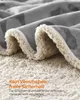 A close-up of a folded gray blanket with a fluffy white lining, showing its texture and layers. Text is overlaid on the bottom right. Produktbild-Vorschau
