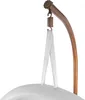 Close-up of a hanging chair's suspension system, showing a spring and fabric straps attached to a metal stand. Produktbild-Vorschau