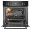 An open oven with the interior light on, showing racks and a fan. Produktbild-Vorschau